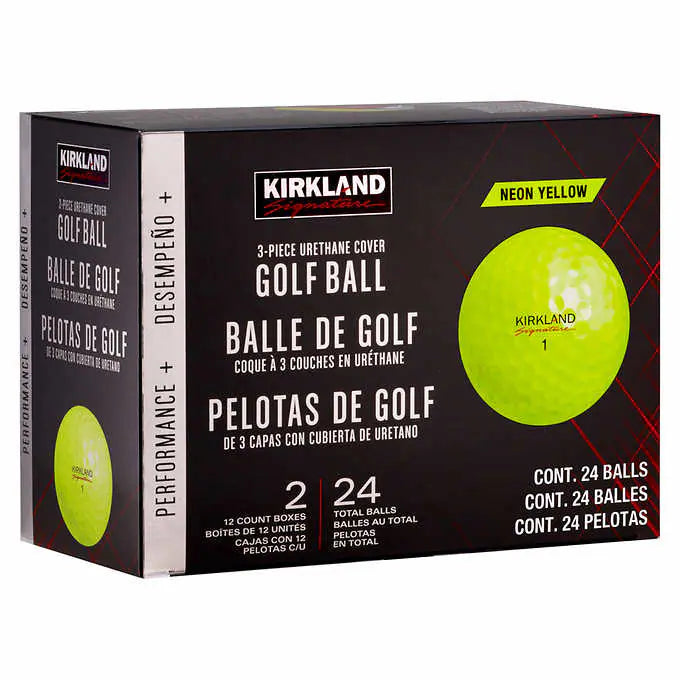 Kirkland Signature 3-piece Golf Ball, Neon Yellow, 24-count