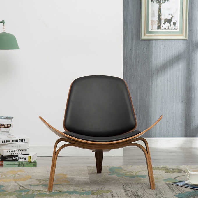 Shell Contemporary Top Grain Leather Chair
