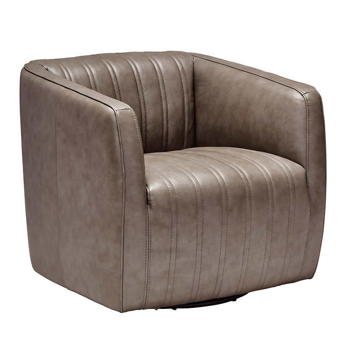 Kian Modern Top Grain Leather Swivel Chair