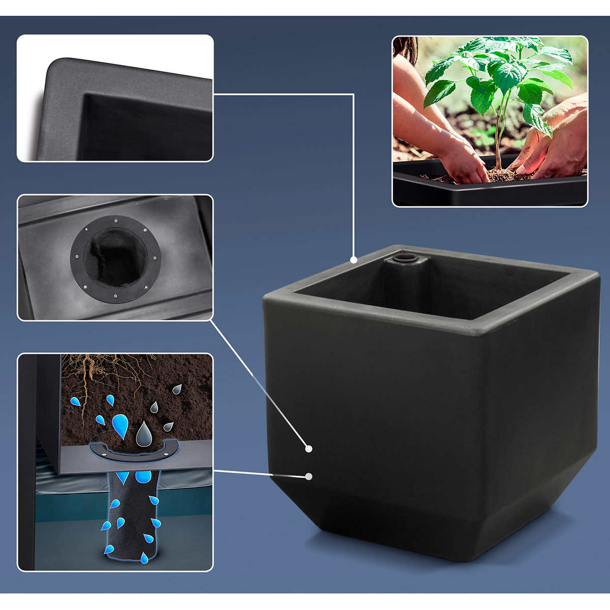 Versa 40.6 cm (16 in.) Square Self-watering Planter, 2-pack