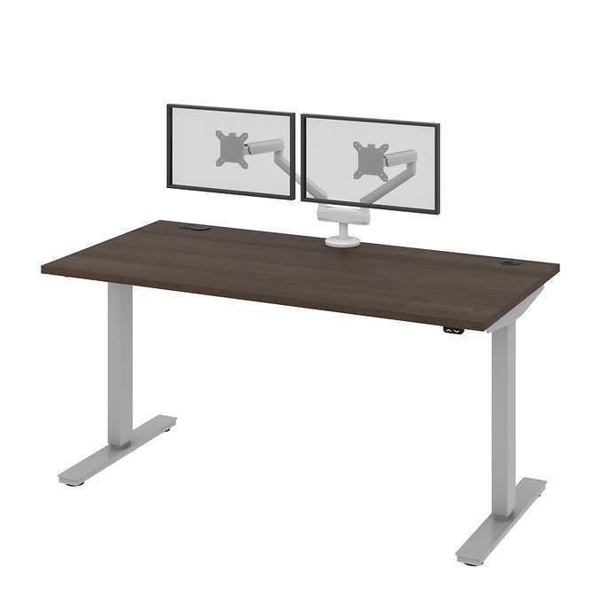 Bestar Upstand 76.2 cm × 152.4 cm (30 in. × 60 in.) Height-adjustable Desk with Dual Monitor Arm