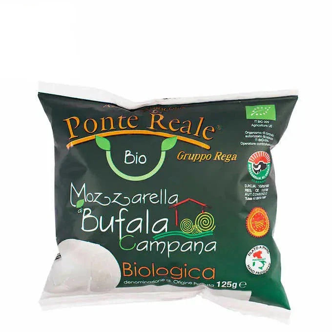 Ponte Reale Organic Buffalo Mozzarella DOP 125 g (4.4 oz) × 12 pack