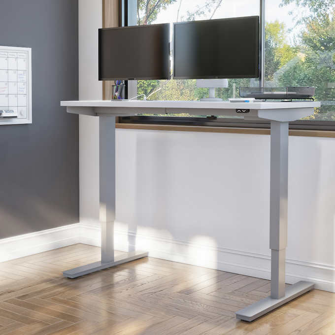 Bestar Upstand 61 cm × 122 cm (24 in. × 48 in.) Height-adjustable Desk with Dual Monitor Arm