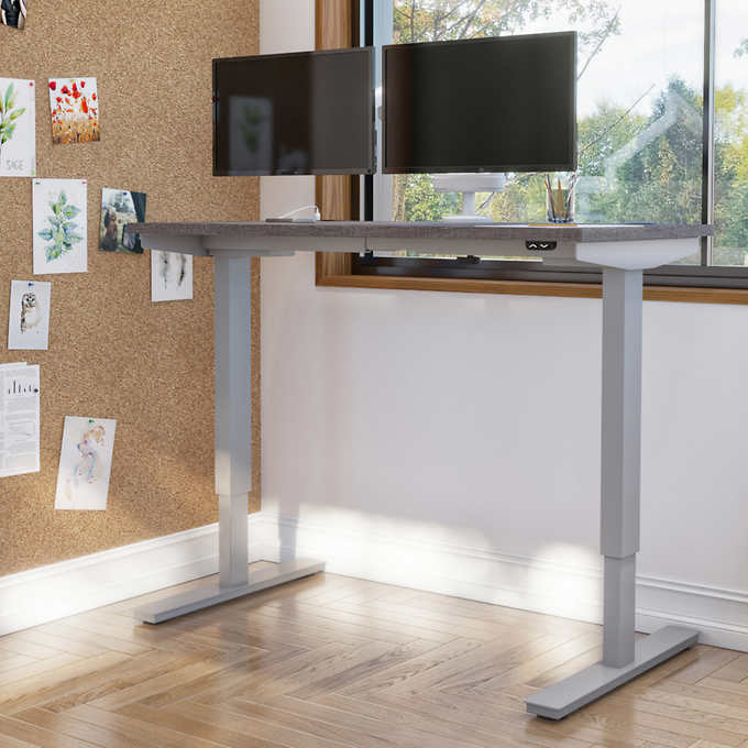 Bestar Upstand 61 cm × 122 cm (24 in. × 48 in.) Height-adjustable Desk with Dual Monitor Arm