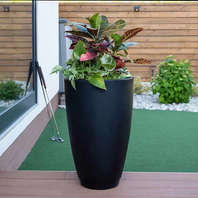 Caprio 26in Tall Self Watering Planter - Black