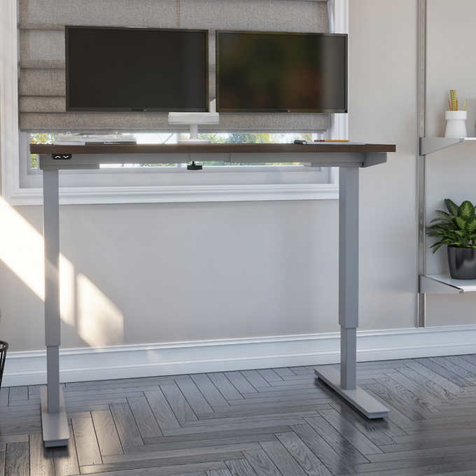 Bestar Upstand 61 cm × 122 cm (24 in. × 48 in.) Height-adjustable Desk with Dual Monitor Arm