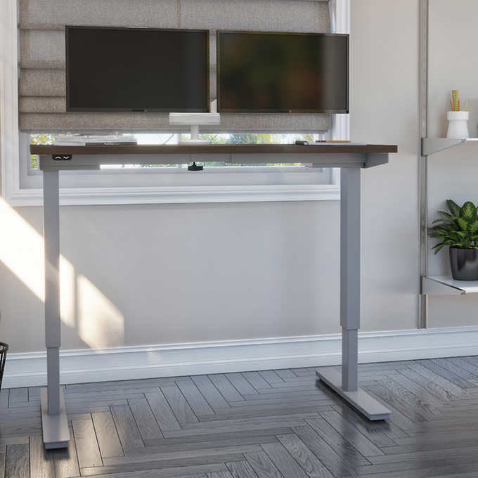 Bestar Upstand 61 cm × 122 cm (24 in. × 48 in.) Height-adjustable Desk with Dual Monitor Arm