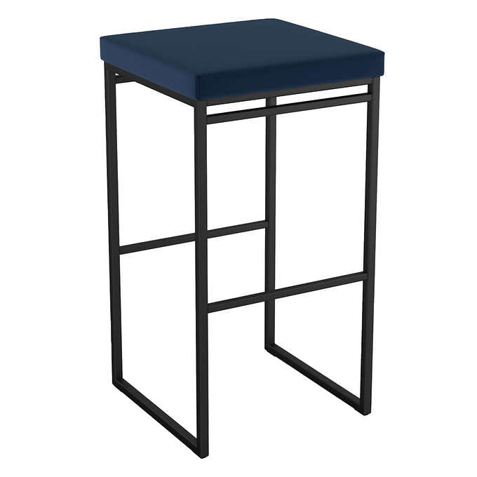 Amisco Easy Modern Counter Stool Blue Seat and Black Base
