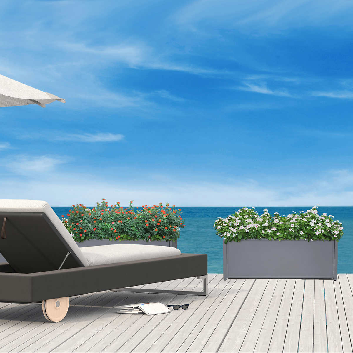 Grade Aluminum Rectangular Outdoor Planter