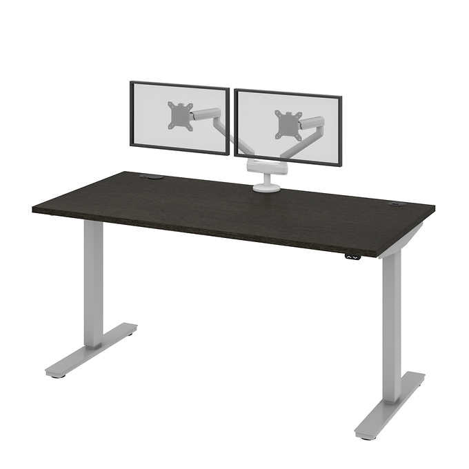 Bestar Upstand 76.2 cm × 152.4 cm (30 in. × 60 in.) Height-adjustable Desk with Dual Monitor Arm