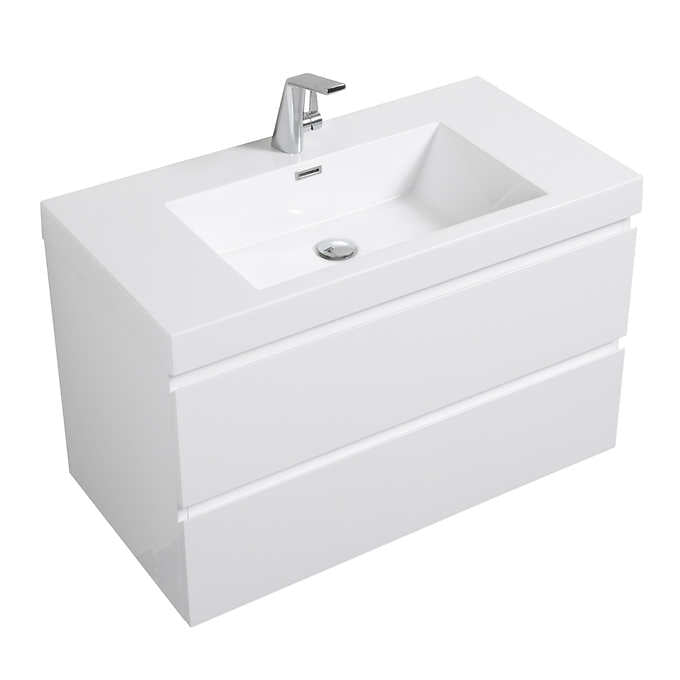 SERA CAPRI Vanity with Glossy White Polymarble Countertop