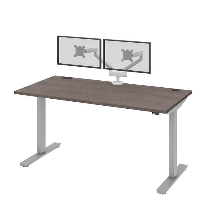 Bestar Upstand 76.2 cm × 152.4 cm (30 in. × 60 in.) Height-adjustable Desk with Dual Monitor Arm