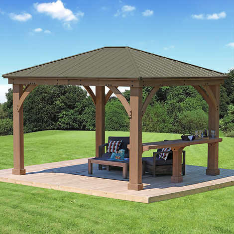 Yardistry 3.6 m (12 ft.) Cedar Gazebo Bar Counter