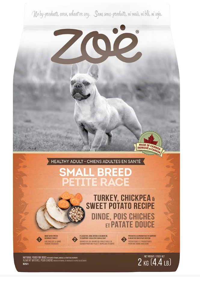 Zoe Small Breed Dry Dog Food, Turkey Chickpea and Sweet Potato Recipe, 3 x 2 kg (4.4 lb)
