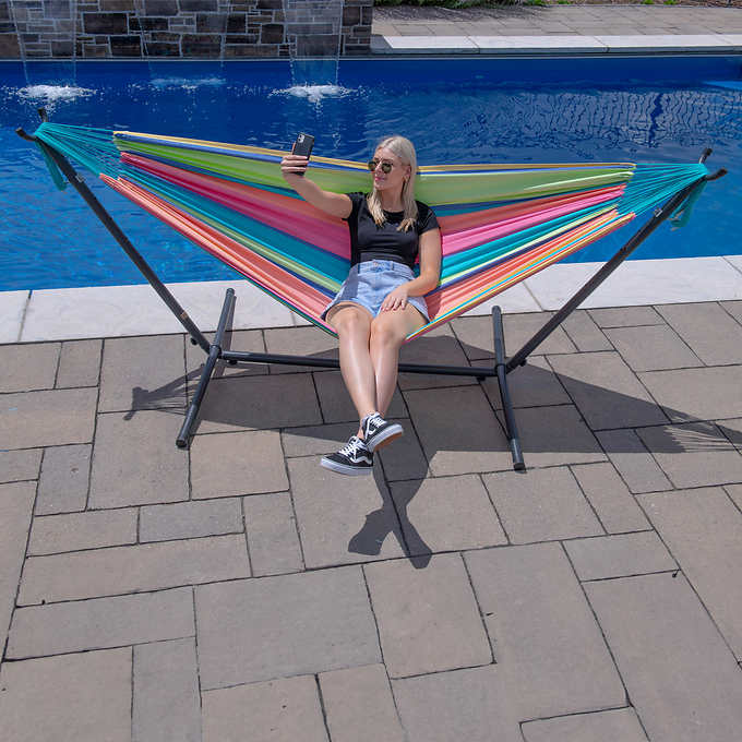 Vivere Cotton Hammock with Steel Frame and Premium Carry Bag (9 ft)