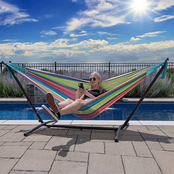 Vivere Cotton Hammock with Steel Frame and Premium Carry Bag (9 ft)