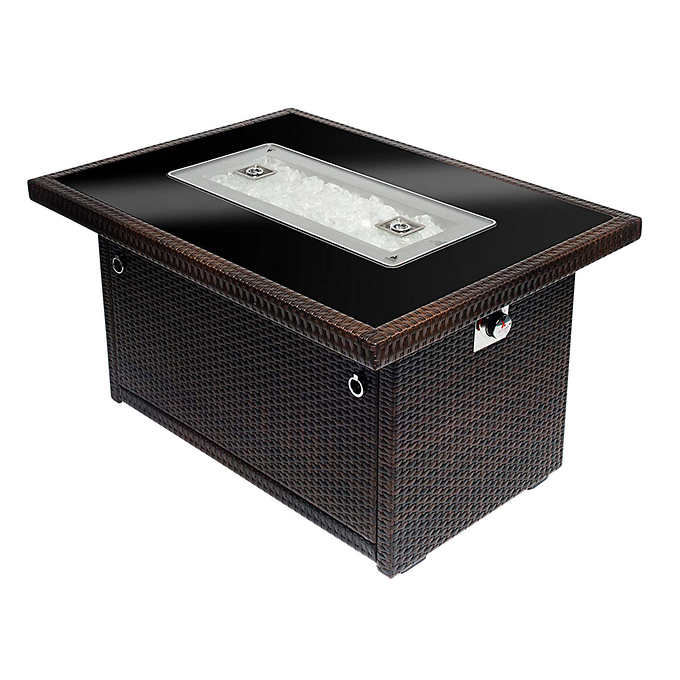 Outland Living Rectangular Fire Table Glass Lid and Wind Fence Set